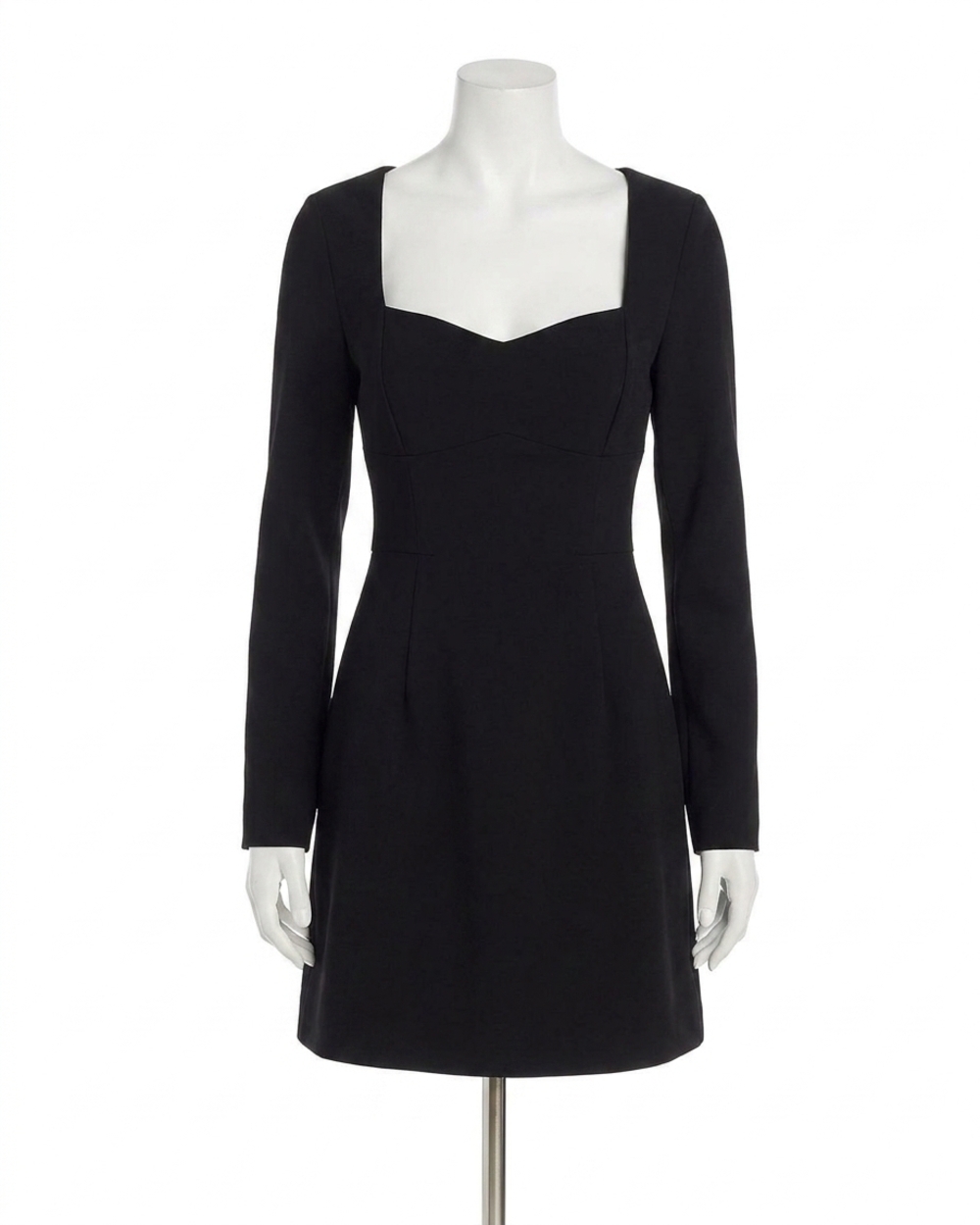 NEW FRENCH CONNECTION whisper sweetheart long sleeve mini dress in black